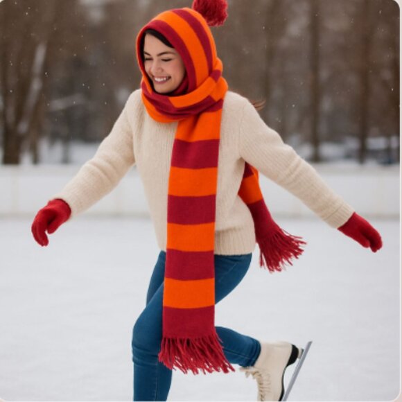 Claire's Accessories - Claire's Vintage Women's Striped  Hooded Scarf